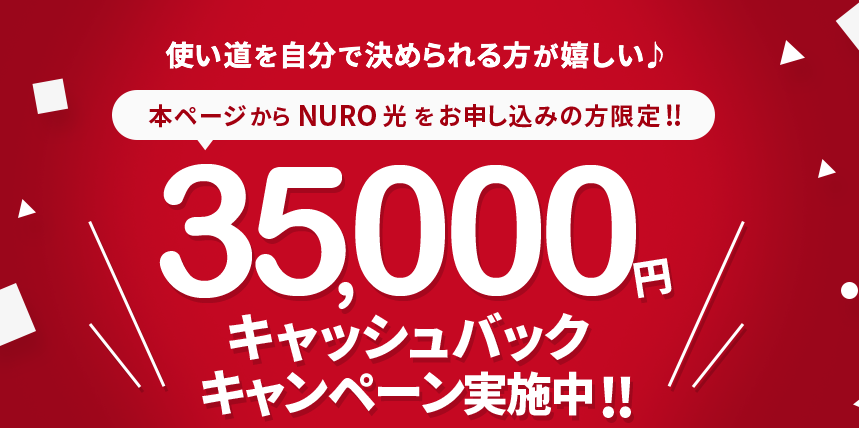 NURO 光 お得なキャッシュバック 割引キャンペーン NURO 光