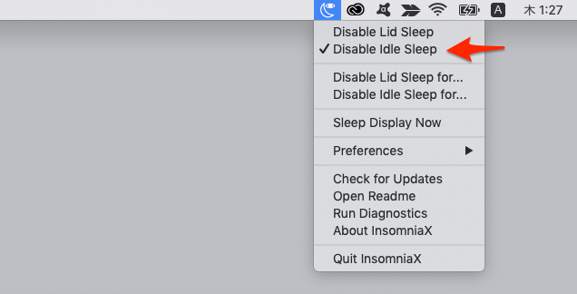 Disable idle sleep